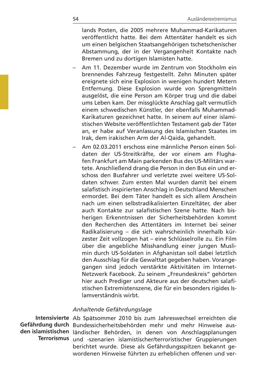 Seite 54 des Verfassungsschutzbericht 2010 Niedersachsen