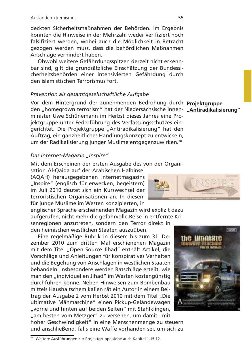 Seite 55 des Verfassungsschutzbericht 2010 Niedersachsen