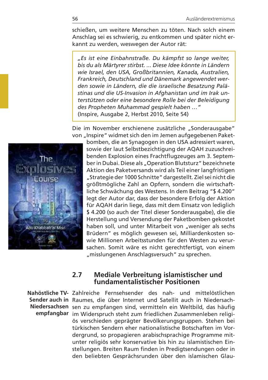 Seite 56 des Verfassungsschutzbericht 2010 Niedersachsen