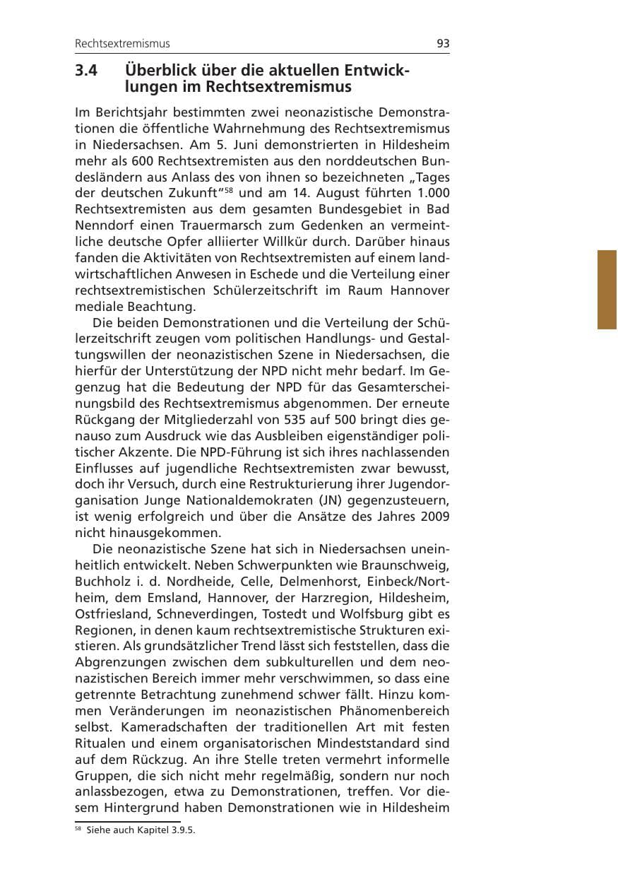 Seite 93 des Verfassungsschutzbericht 2010 Niedersachsen