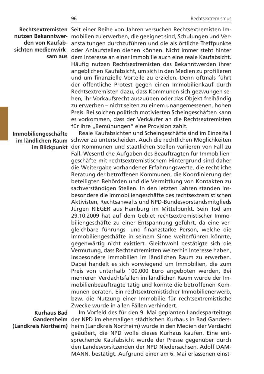 Seite 96 des Verfassungsschutzbericht 2010 Niedersachsen
