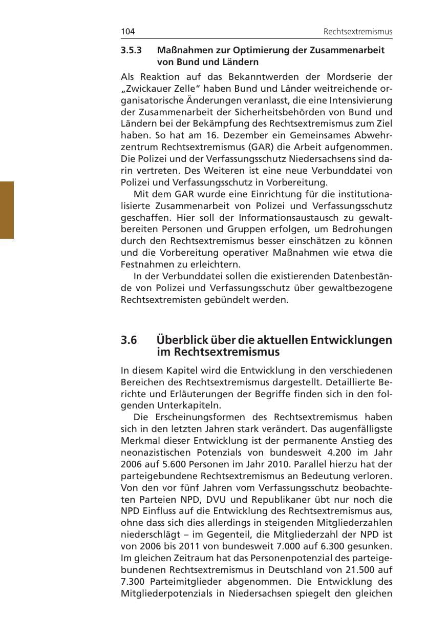 Seite 104 des Verfassungsschutzbericht 2011 Niedersachsen