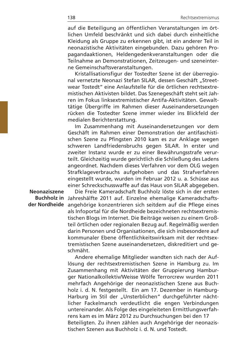 Seite 138 des Verfassungsschutzbericht 2011 Niedersachsen