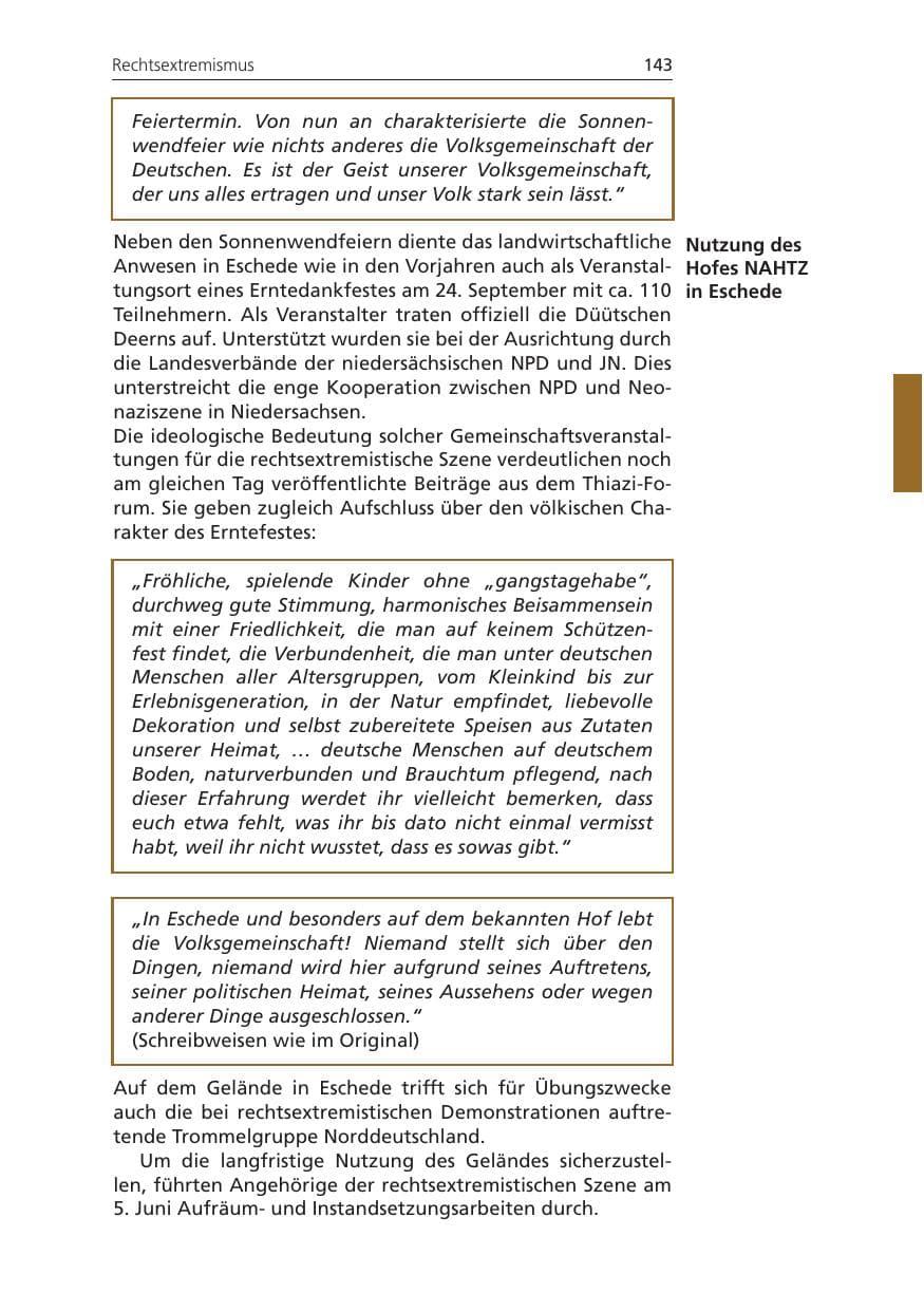 Seite 143 des Verfassungsschutzbericht 2011 Niedersachsen