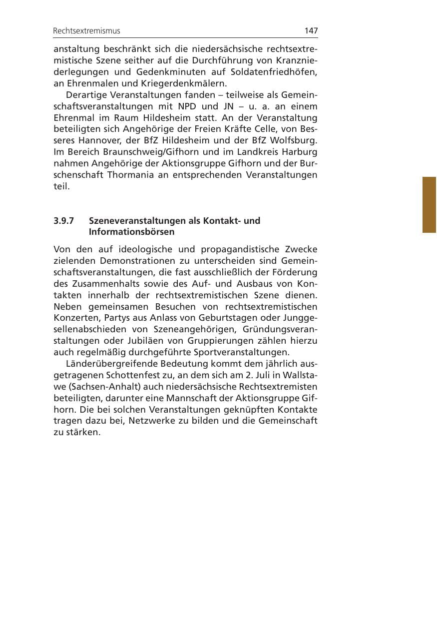 Seite 147 des Verfassungsschutzbericht 2011 Niedersachsen