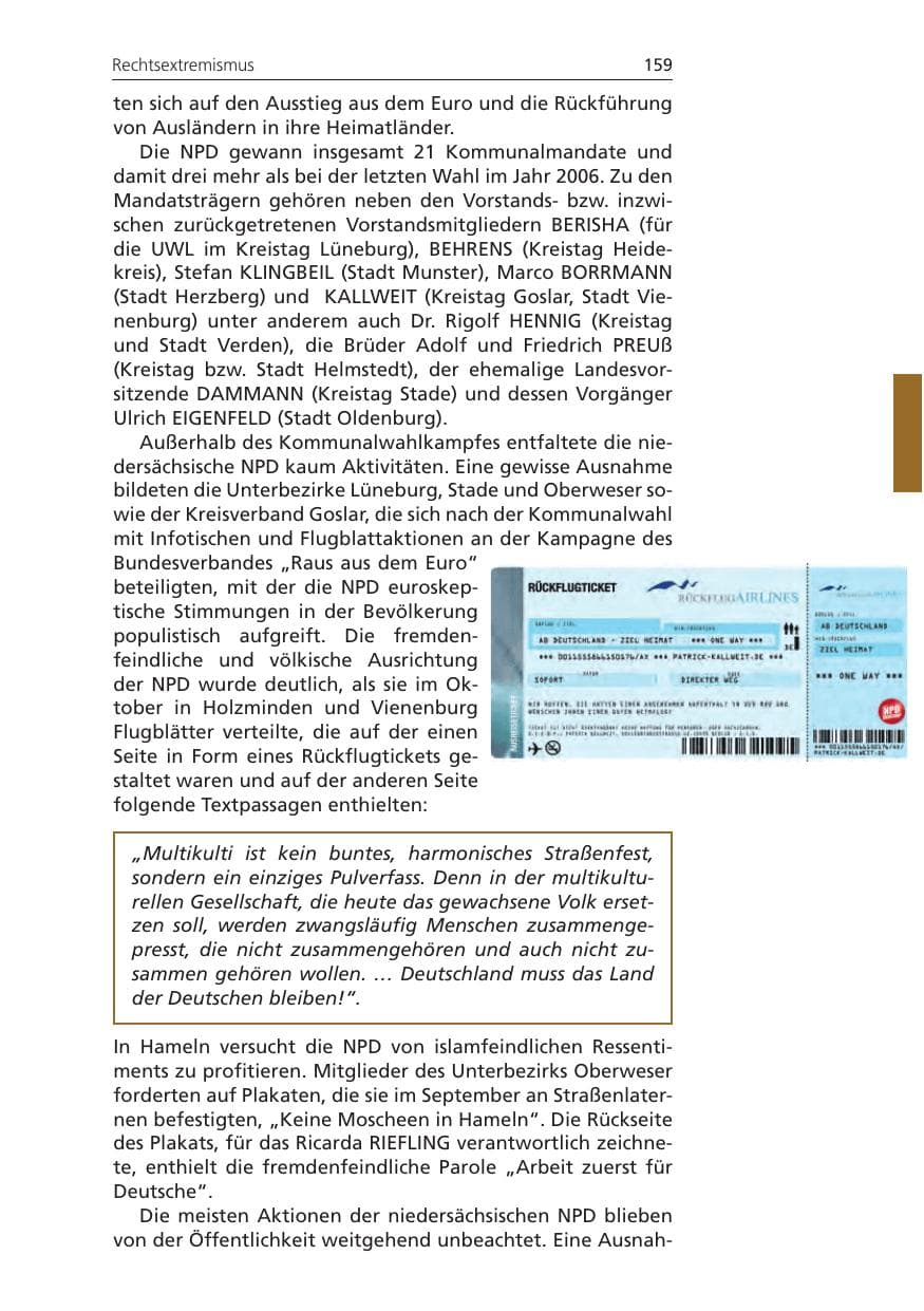 Seite 159 des Verfassungsschutzbericht 2011 Niedersachsen
