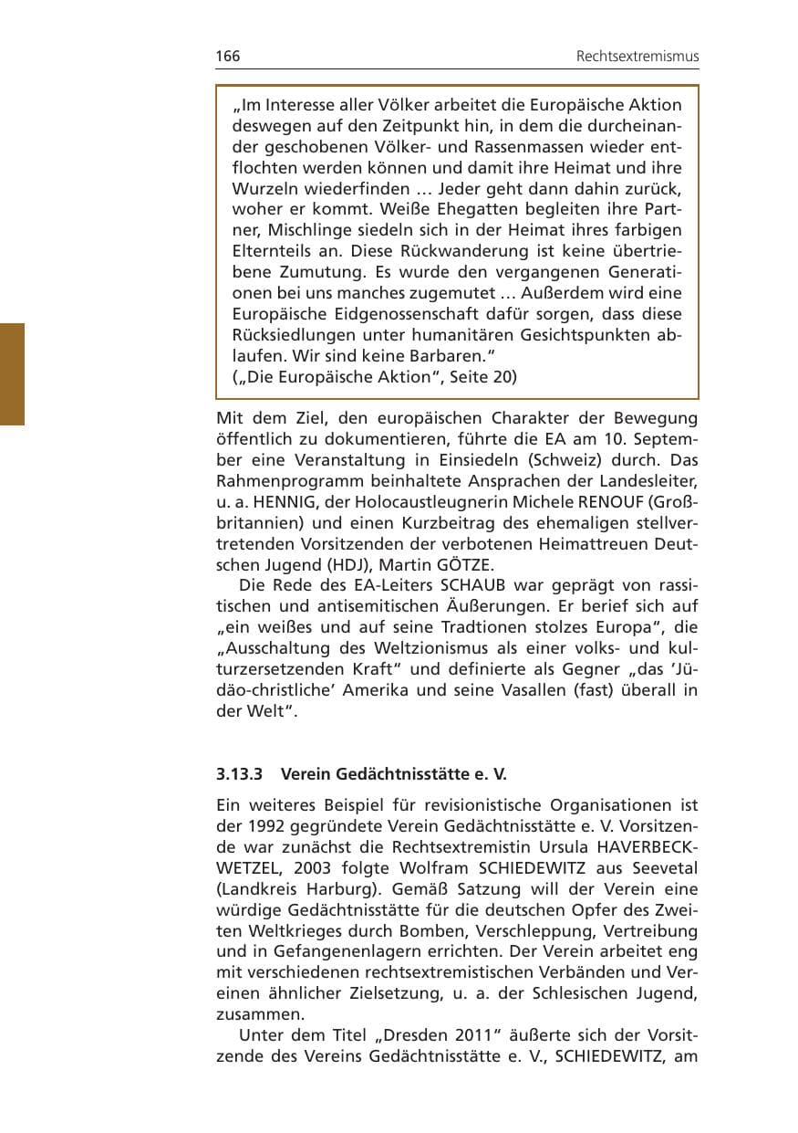 Seite 166 des Verfassungsschutzbericht 2011 Niedersachsen