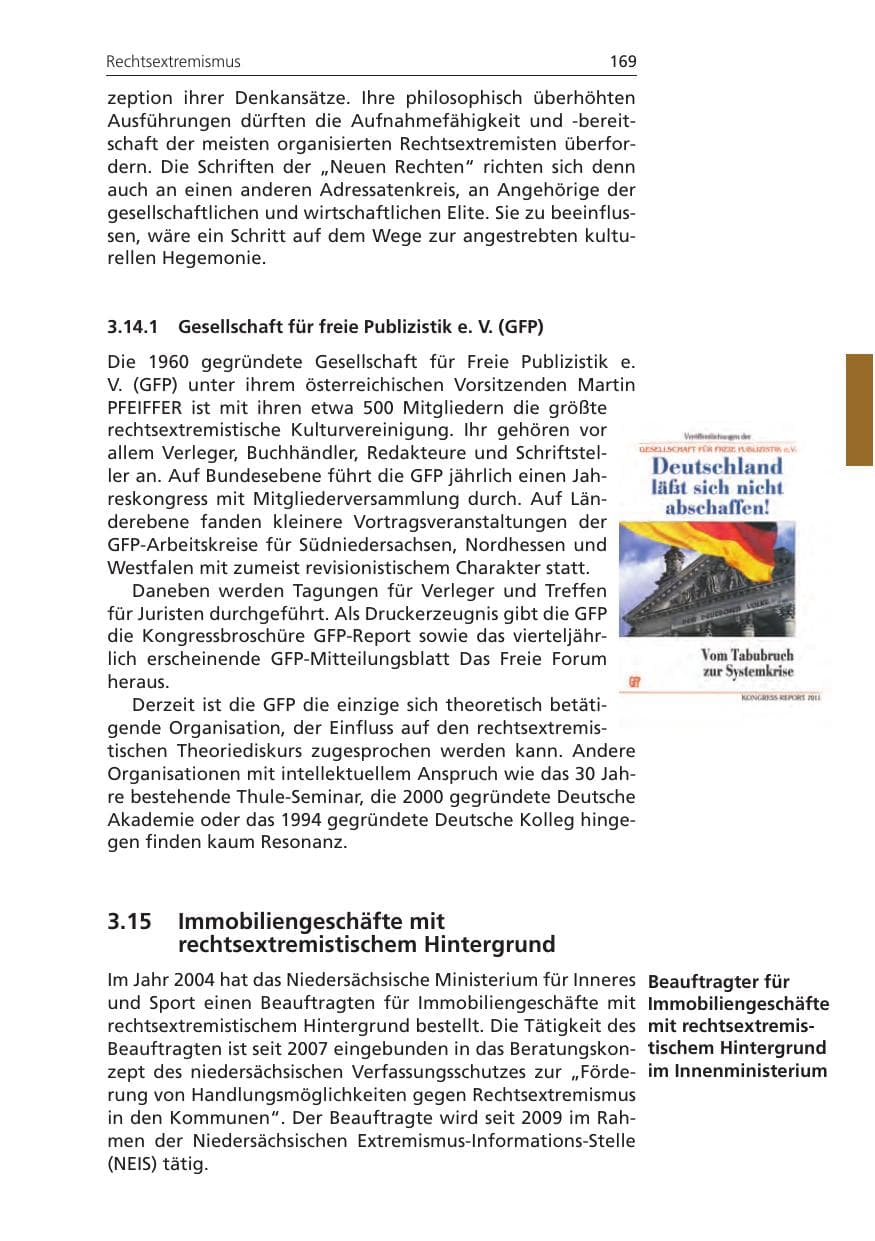 Seite 169 des Verfassungsschutzbericht 2011 Niedersachsen
