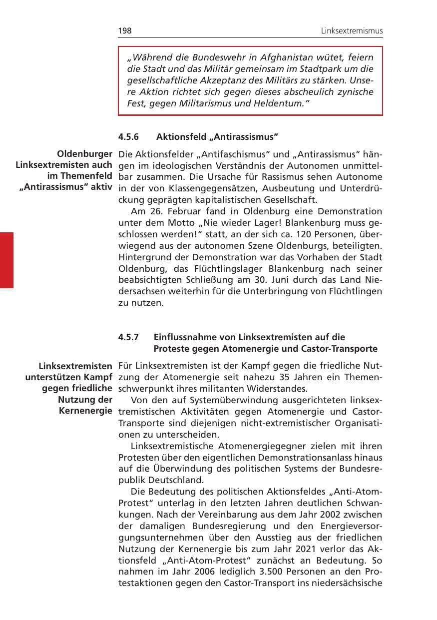 Seite 198 des Verfassungsschutzbericht 2011 Niedersachsen