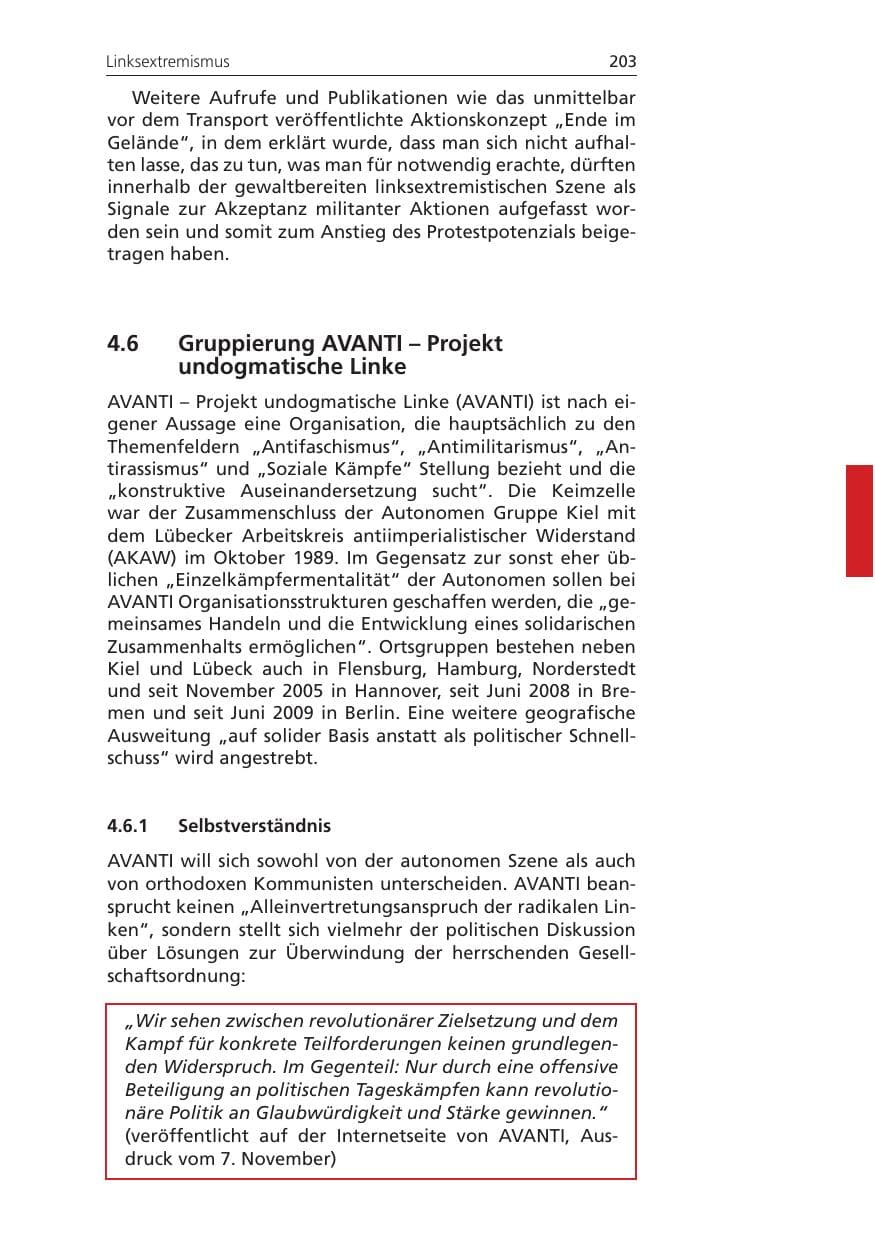 Seite 203 des Verfassungsschutzbericht 2011 Niedersachsen