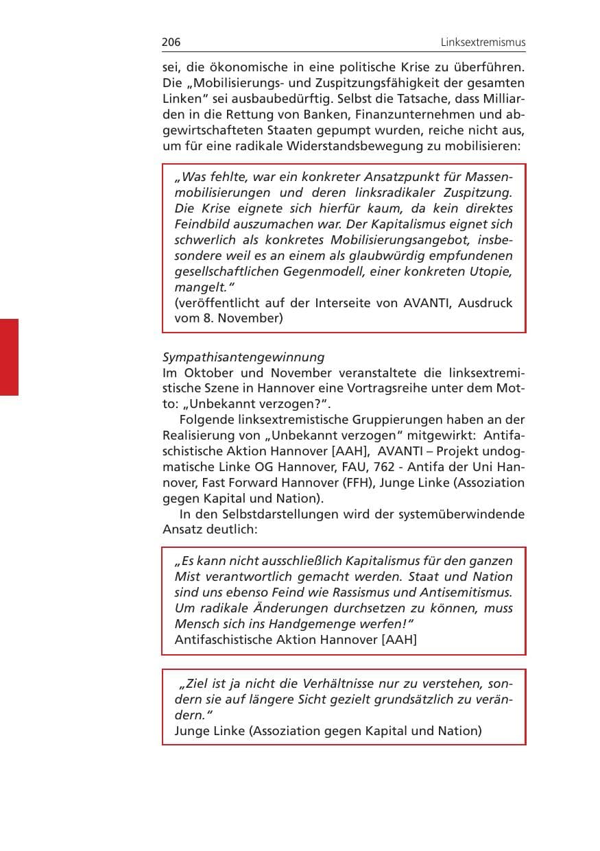 Seite 206 des Verfassungsschutzbericht 2011 Niedersachsen