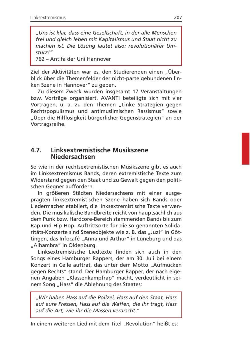 Seite 207 des Verfassungsschutzbericht 2011 Niedersachsen