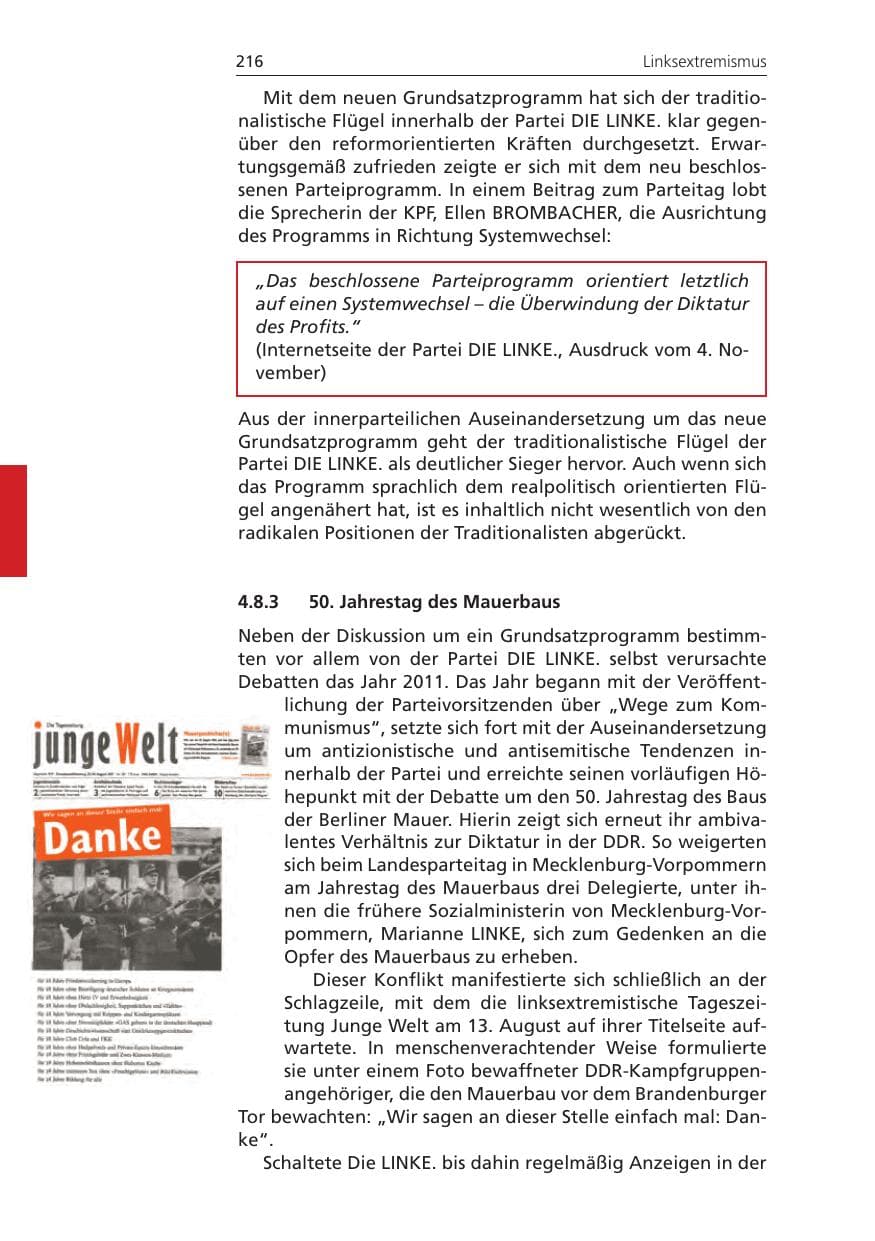 Seite 216 des Verfassungsschutzbericht 2011 Niedersachsen