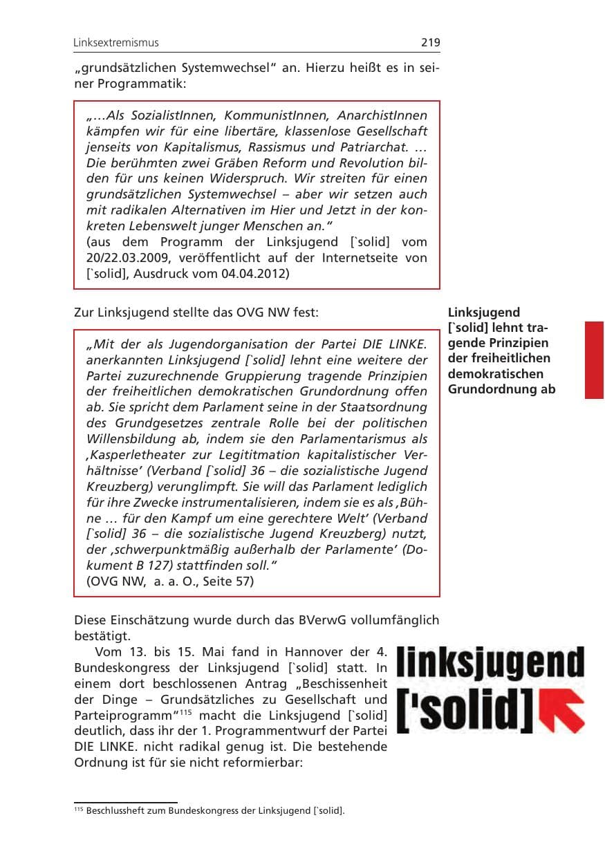 Seite 219 des Verfassungsschutzbericht 2011 Niedersachsen