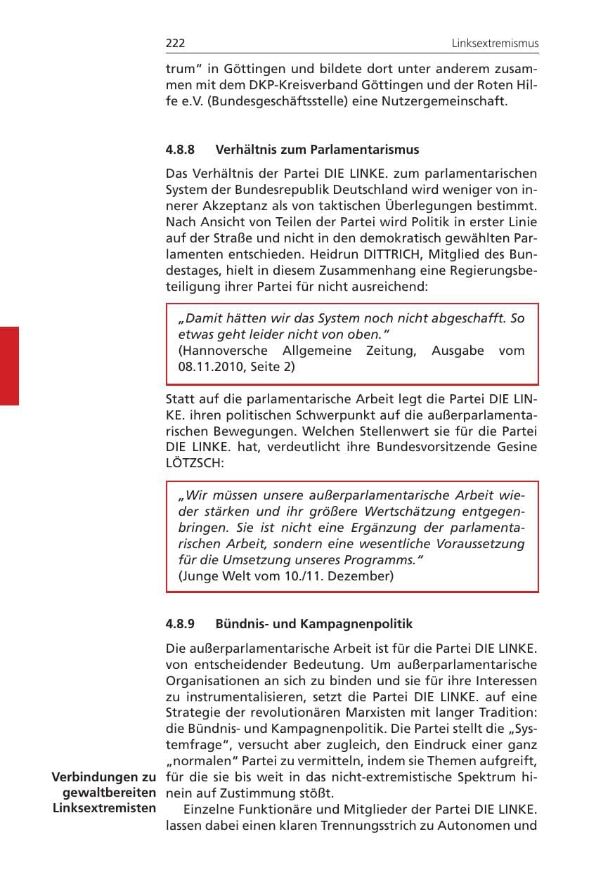 Seite 222 des Verfassungsschutzbericht 2011 Niedersachsen