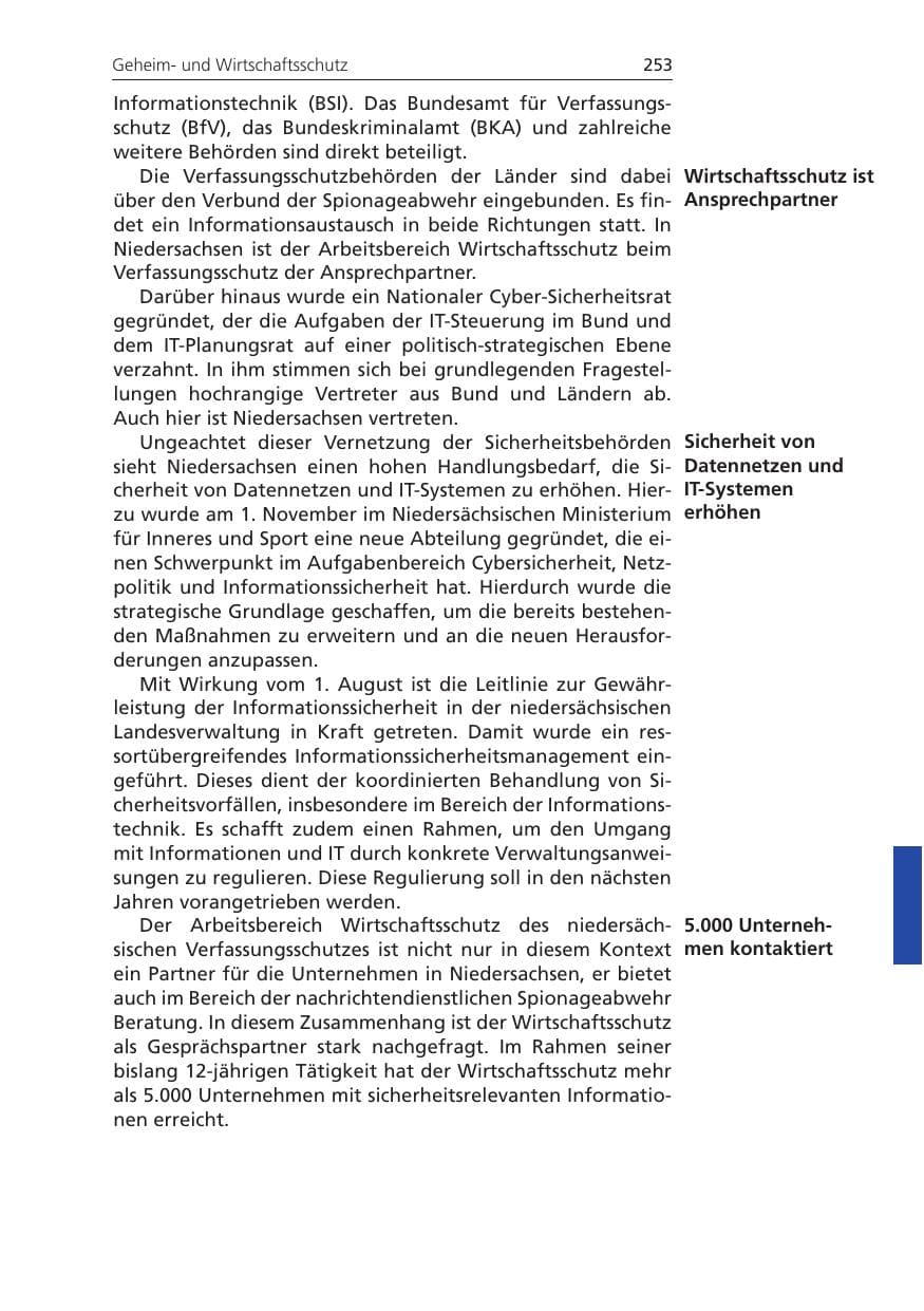 Seite 253 des Verfassungsschutzbericht 2011 Niedersachsen