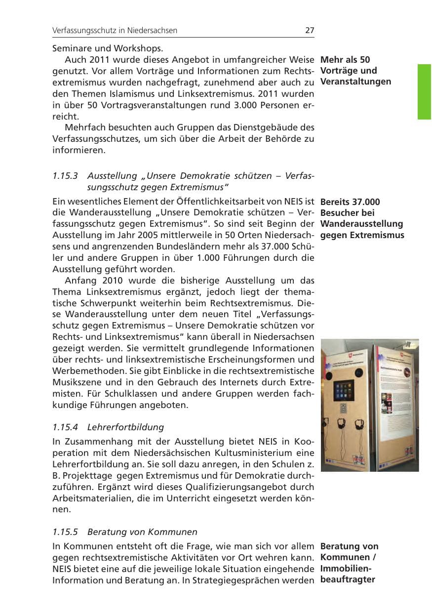 Seite 27 des Verfassungsschutzbericht 2011 Niedersachsen