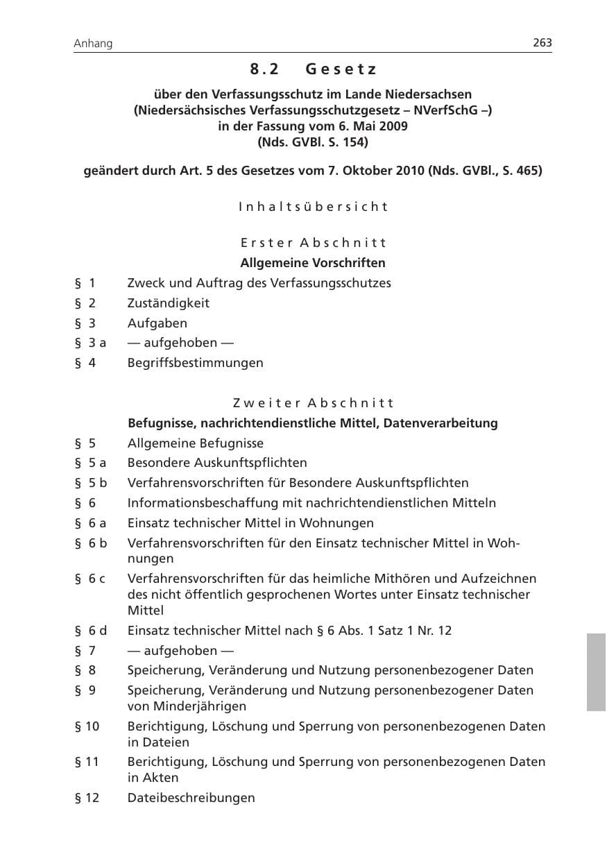 Seite 263 des Verfassungsschutzbericht 2011 Niedersachsen