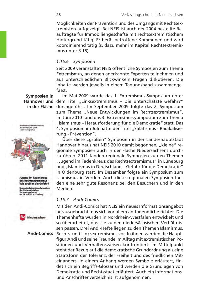 Seite 28 des Verfassungsschutzbericht 2011 Niedersachsen