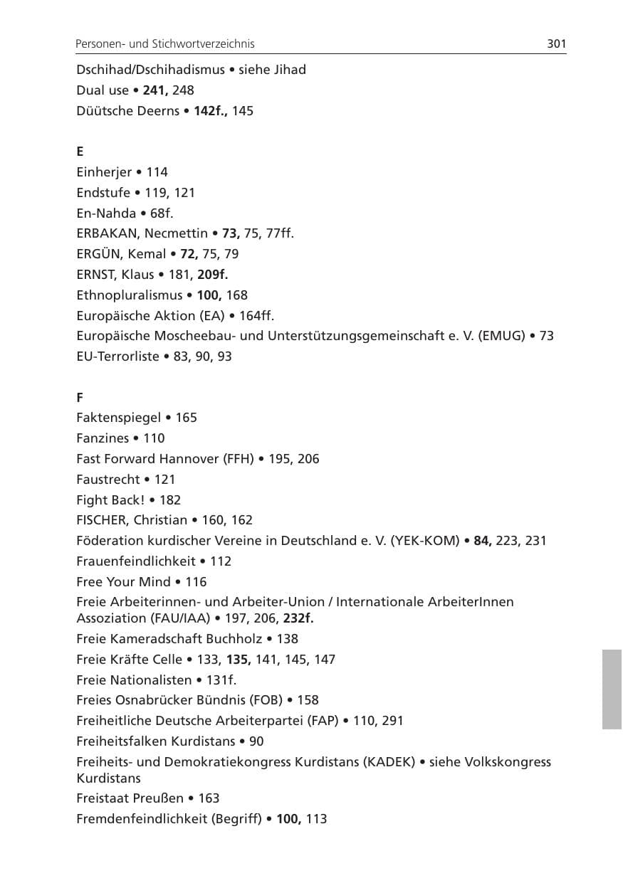 Seite 301 des Verfassungsschutzbericht 2011 Niedersachsen