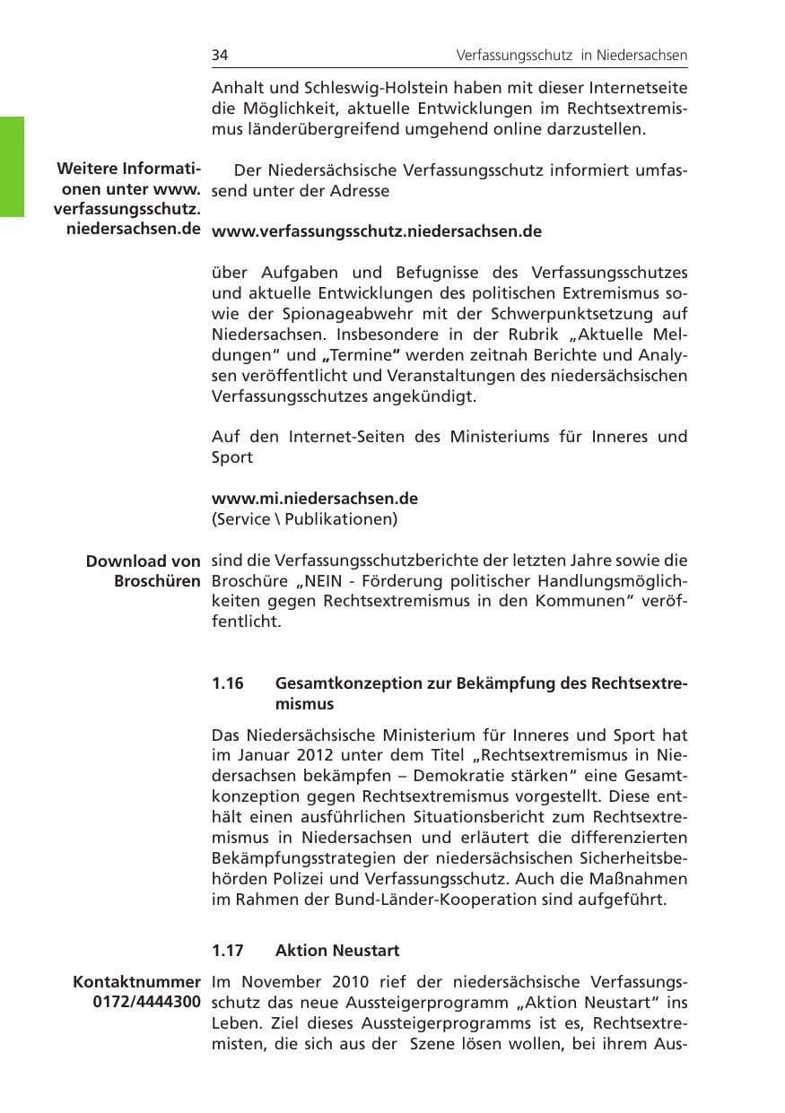Seite 34 des Verfassungsschutzbericht 2011 Niedersachsen