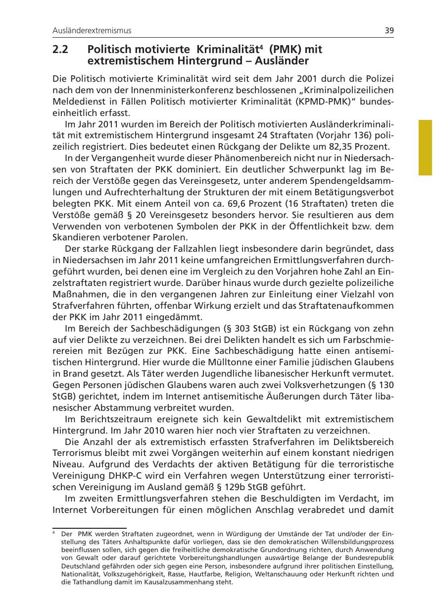 Seite 39 des Verfassungsschutzbericht 2011 Niedersachsen