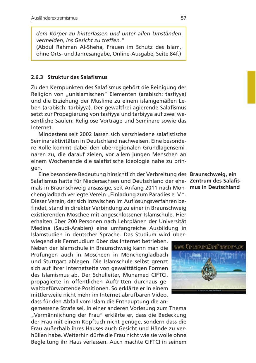 Seite 57 des Verfassungsschutzbericht 2011 Niedersachsen