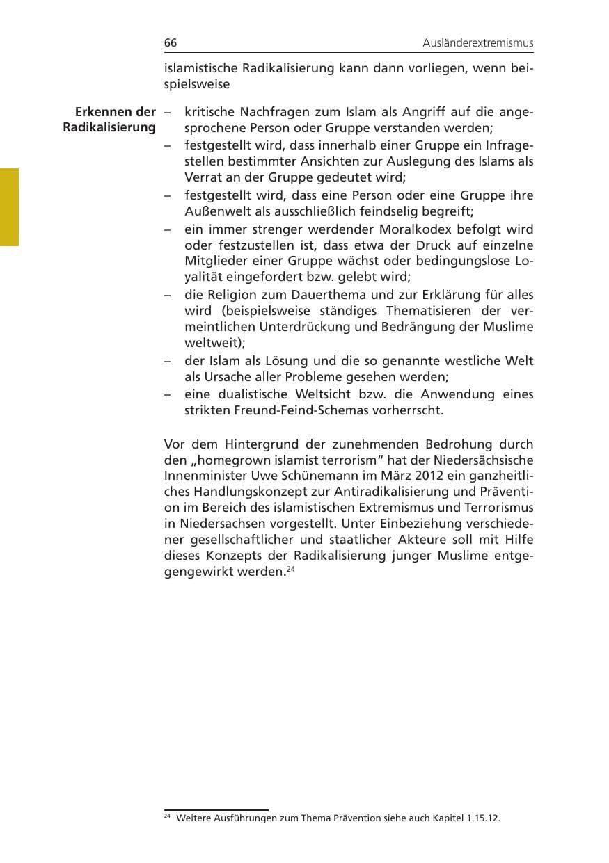 Seite 66 des Verfassungsschutzbericht 2011 Niedersachsen