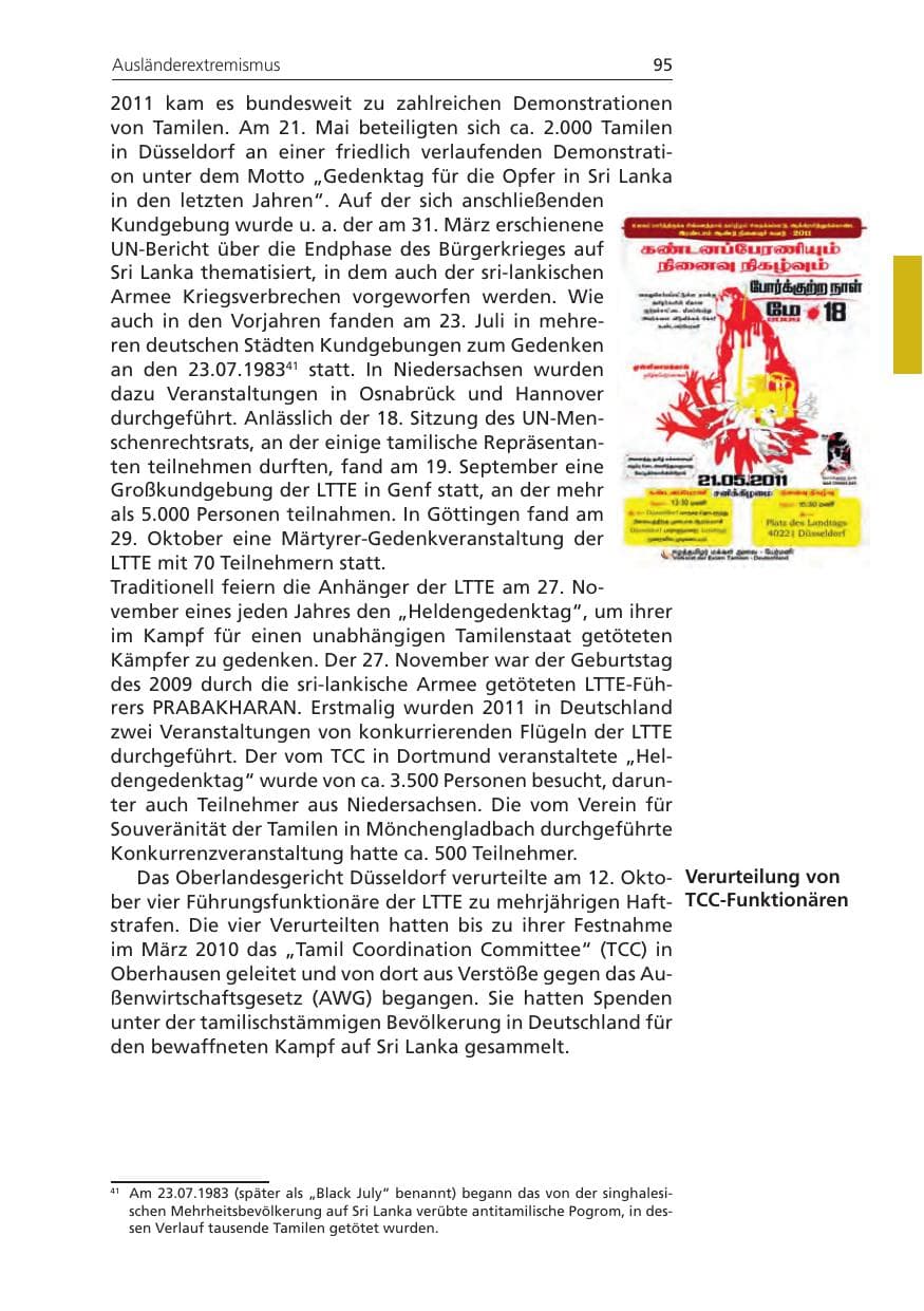 Seite 95 des Verfassungsschutzbericht 2011 Niedersachsen