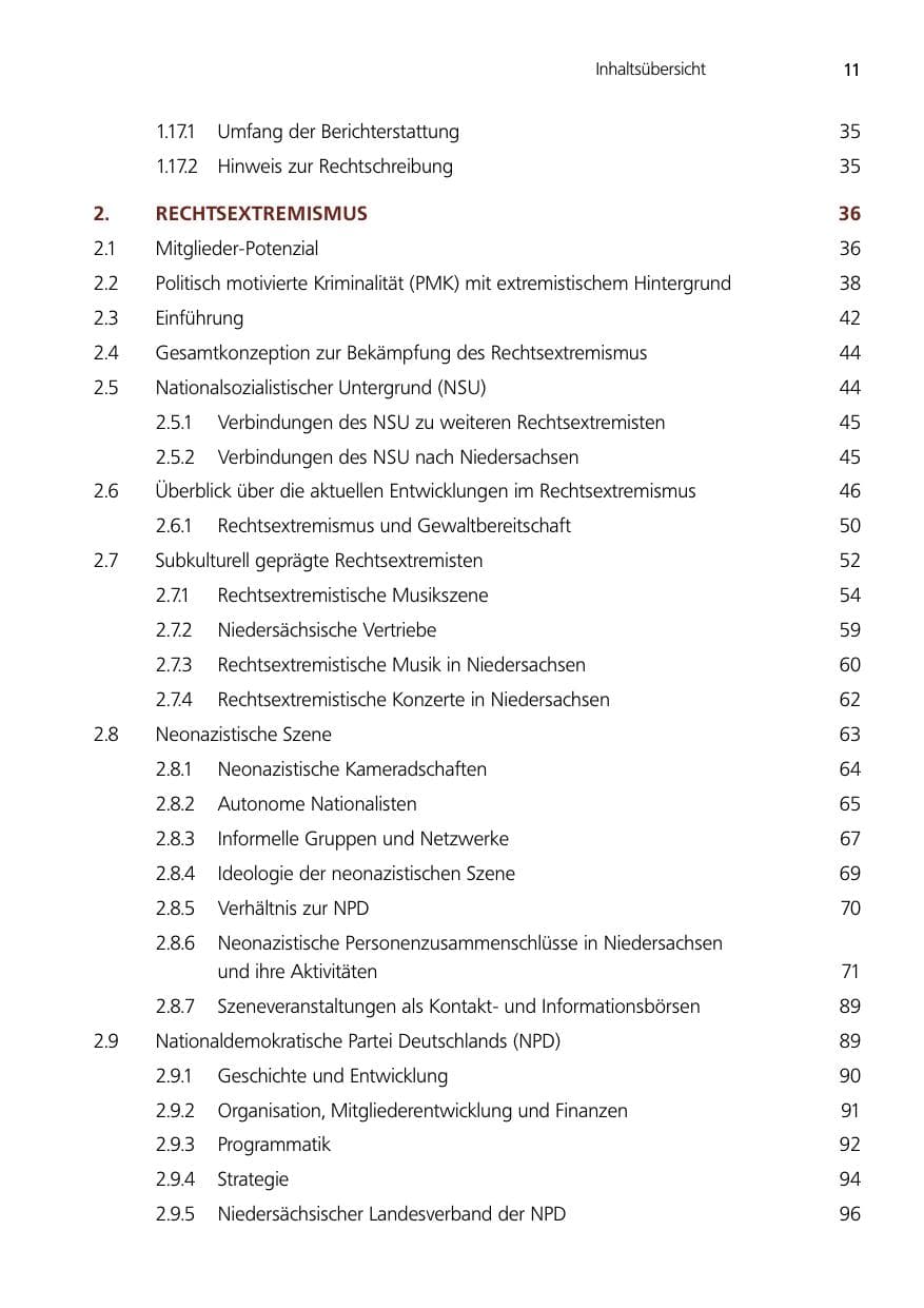 Seite 11 des Verfassungsschutzbericht 2012 Niedersachsen