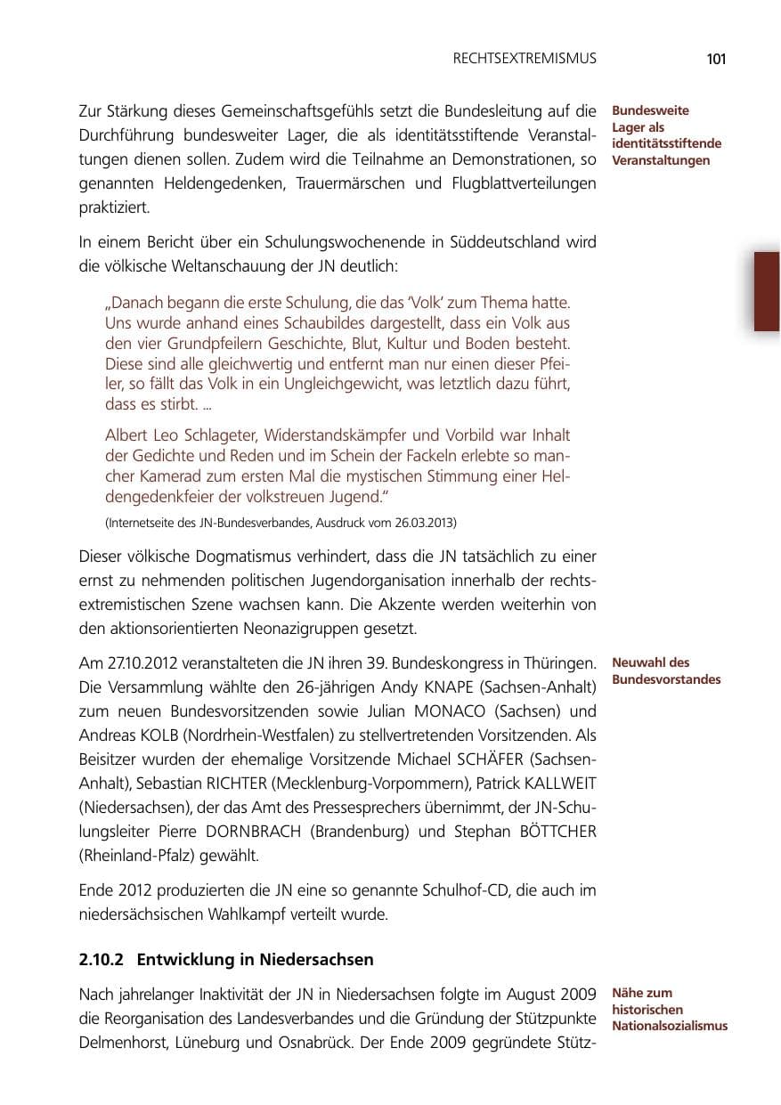 Seite 101 des Verfassungsschutzbericht 2012 Niedersachsen
