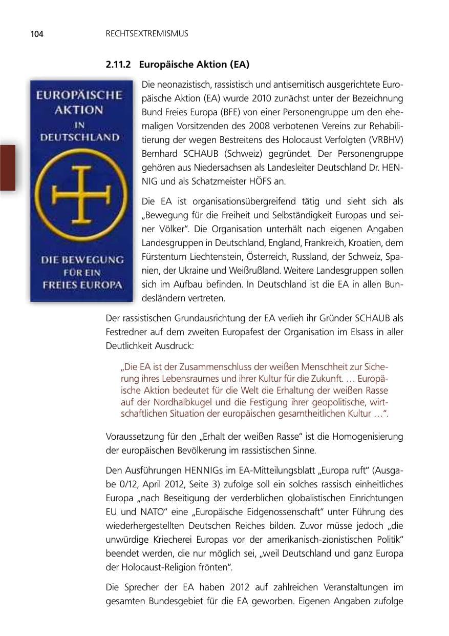 Seite 104 des Verfassungsschutzbericht 2012 Niedersachsen