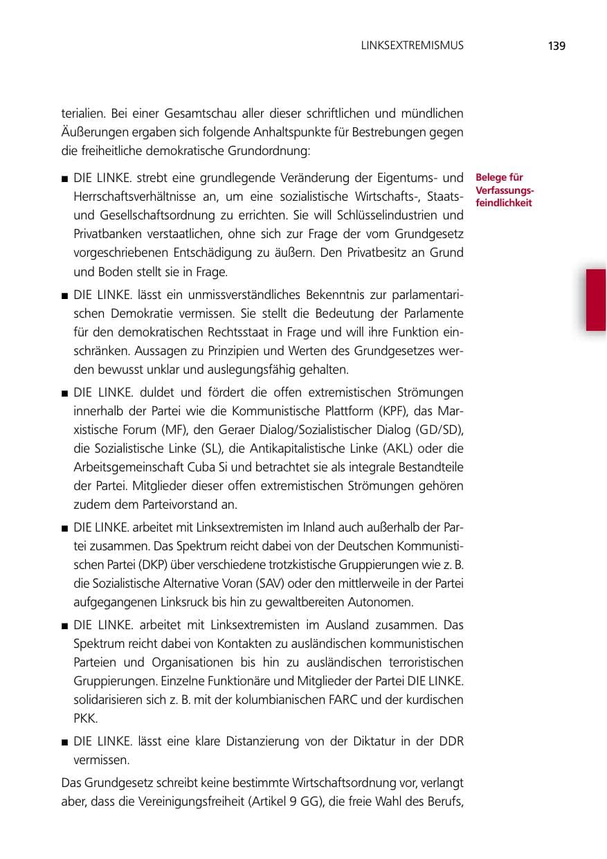 Seite 139 des Verfassungsschutzbericht 2012 Niedersachsen
