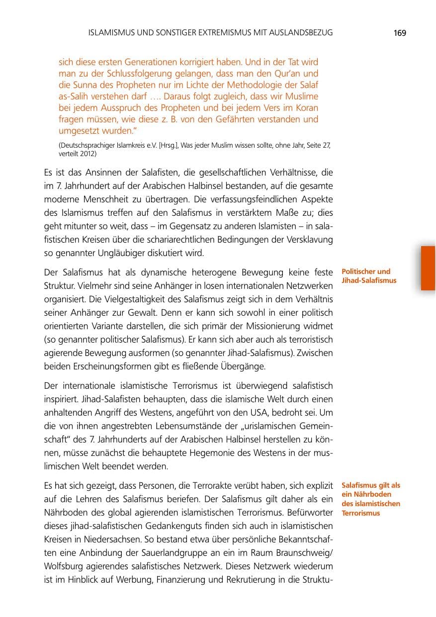Seite 169 des Verfassungsschutzbericht 2012 Niedersachsen
