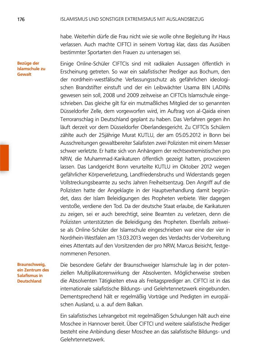 Seite 176 des Verfassungsschutzbericht 2012 Niedersachsen