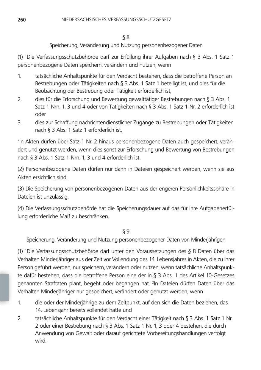 Seite 260 des Verfassungsschutzbericht 2012 Niedersachsen