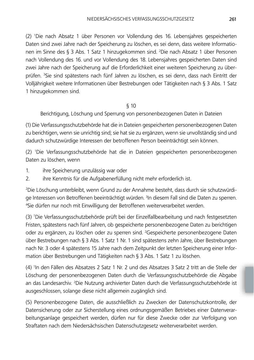 Seite 261 des Verfassungsschutzbericht 2012 Niedersachsen