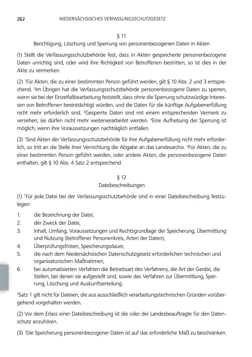 Seite 262 des Verfassungsschutzbericht 2012 Niedersachsen