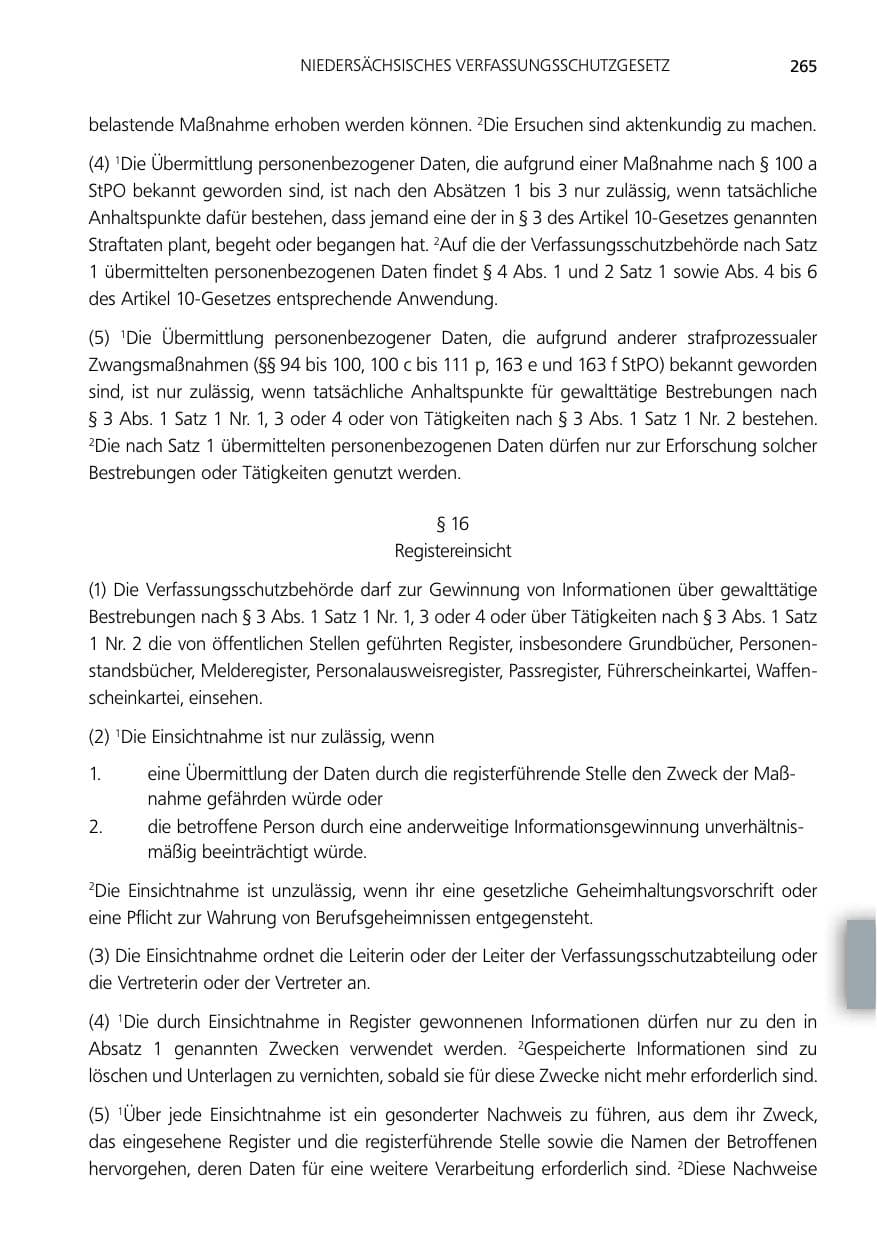 Seite 265 des Verfassungsschutzbericht 2012 Niedersachsen