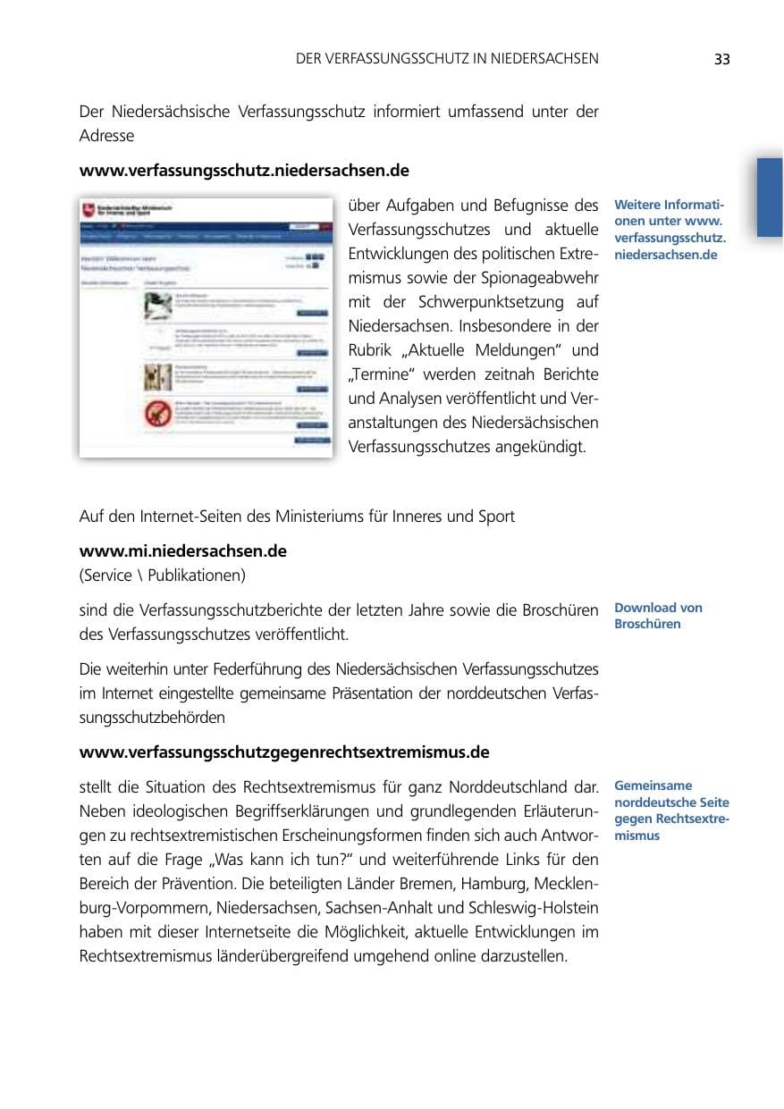 Seite 33 des Verfassungsschutzbericht 2012 Niedersachsen