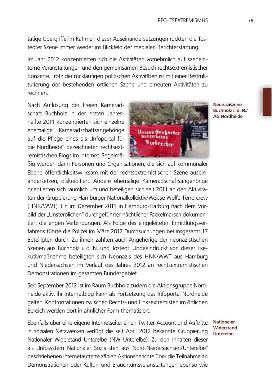 Seite 79 des Verfassungsschutzbericht 2012 Niedersachsen