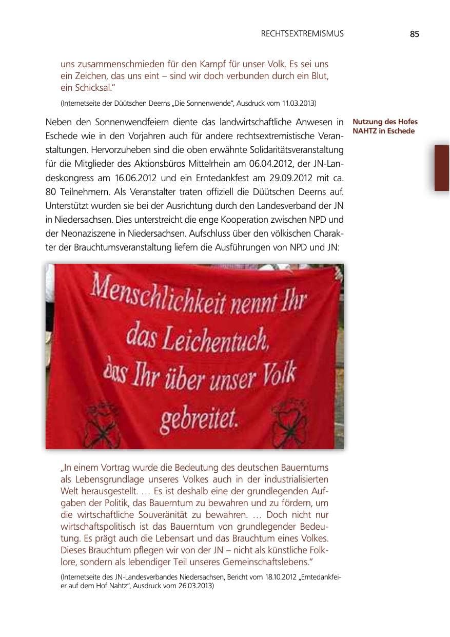 Seite 85 des Verfassungsschutzbericht 2012 Niedersachsen
