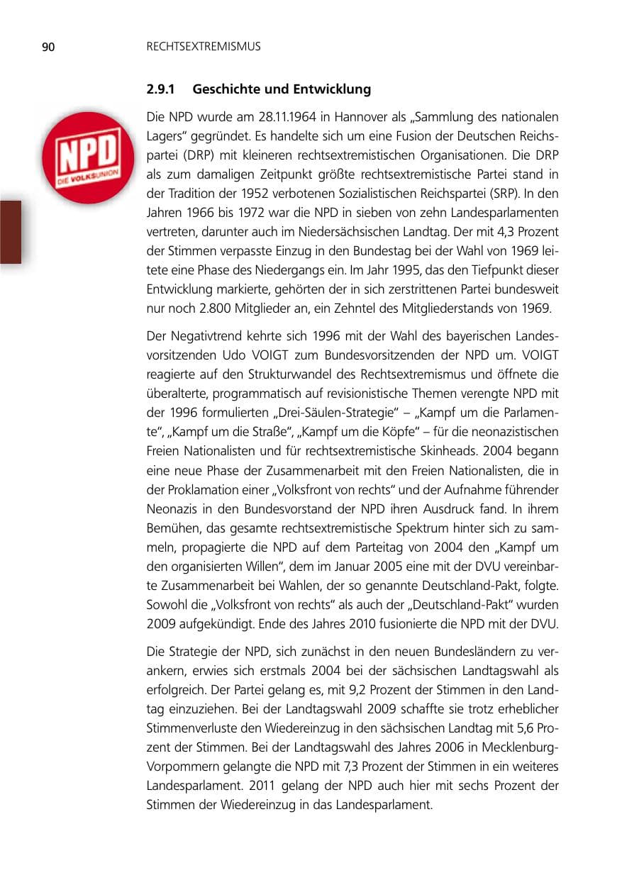 Seite 90 des Verfassungsschutzbericht 2012 Niedersachsen