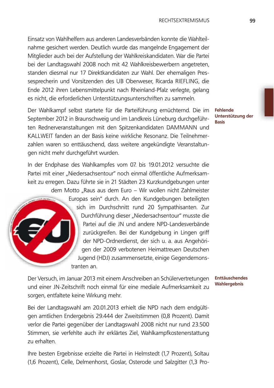 Seite 99 des Verfassungsschutzbericht 2012 Niedersachsen