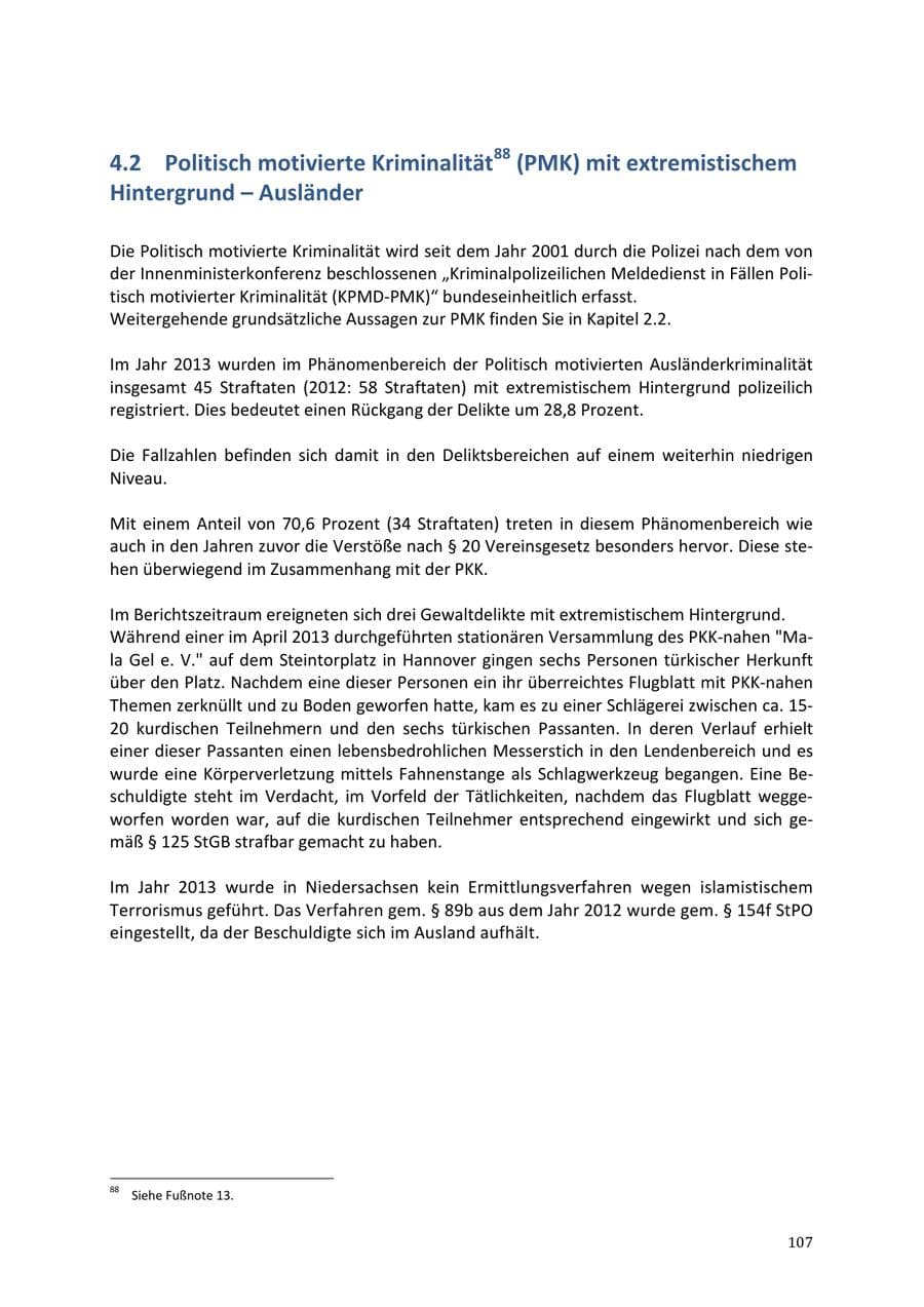 Seite 107 des Verfassungsschutzbericht 2013 Niedersachsen