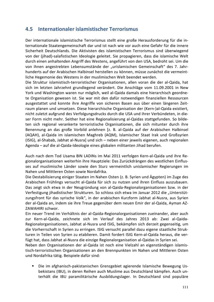 Seite 111 des Verfassungsschutzbericht 2013 Niedersachsen