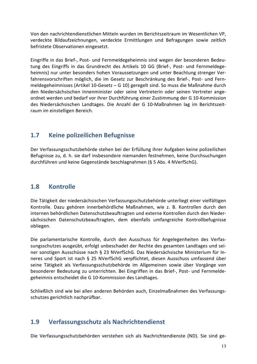 Seite 13 des Verfassungsschutzbericht 2013 Niedersachsen