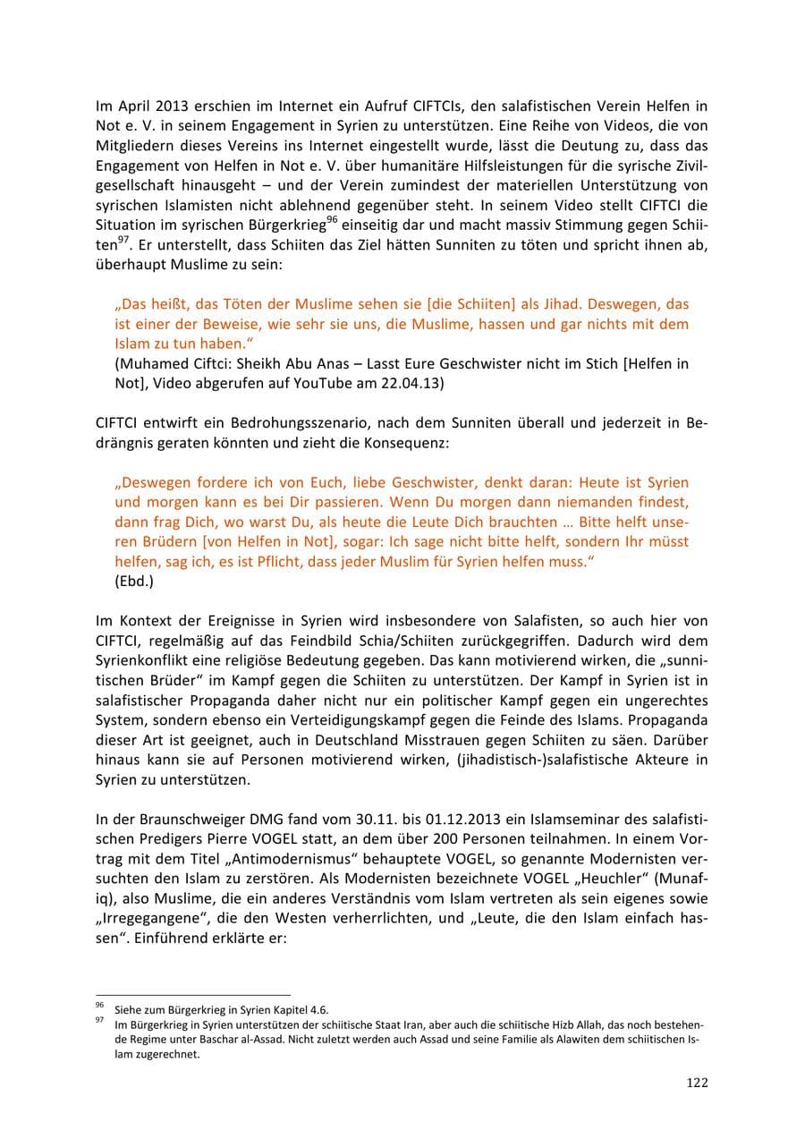 Seite 122 des Verfassungsschutzbericht 2013 Niedersachsen