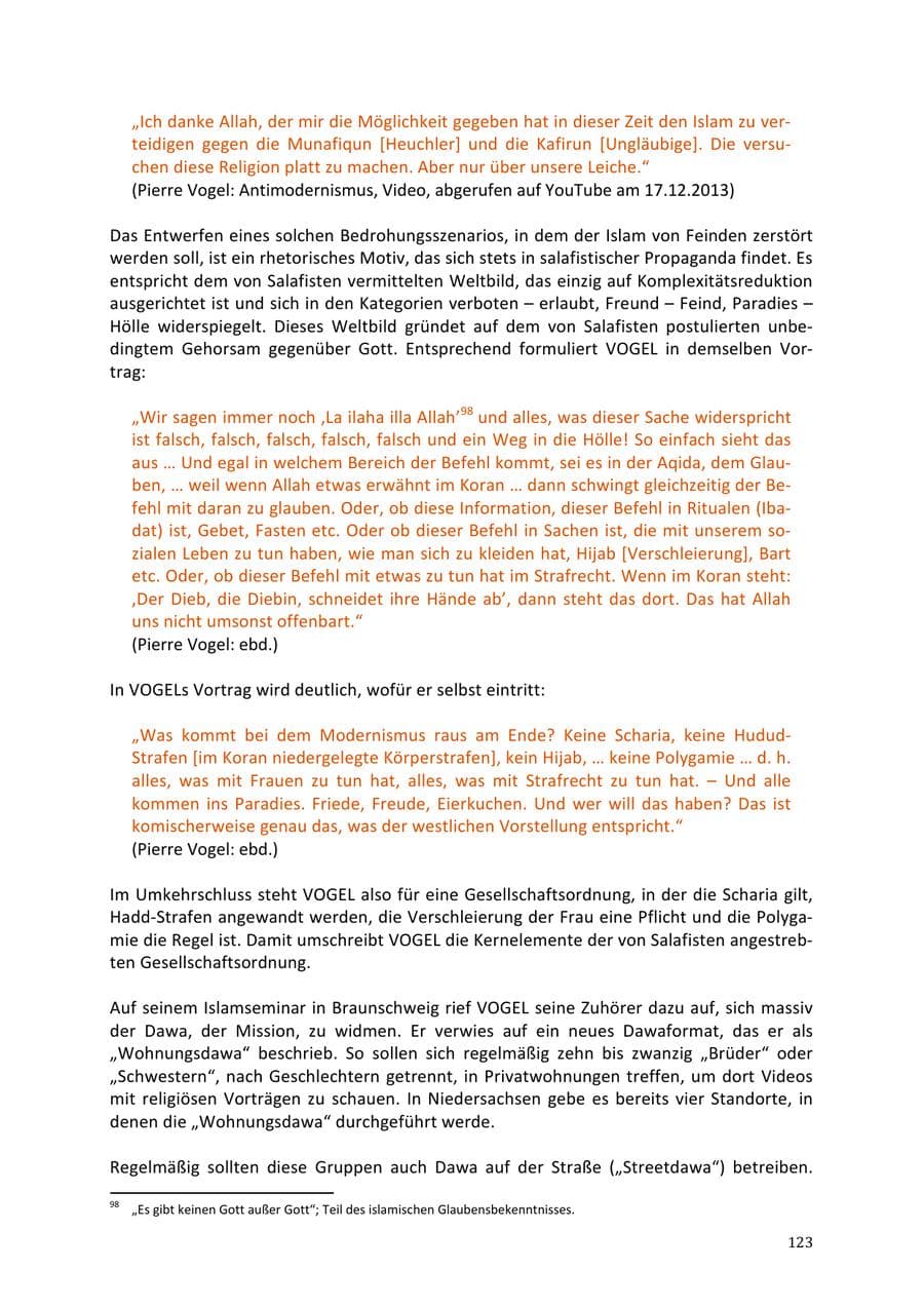 Seite 123 des Verfassungsschutzbericht 2013 Niedersachsen