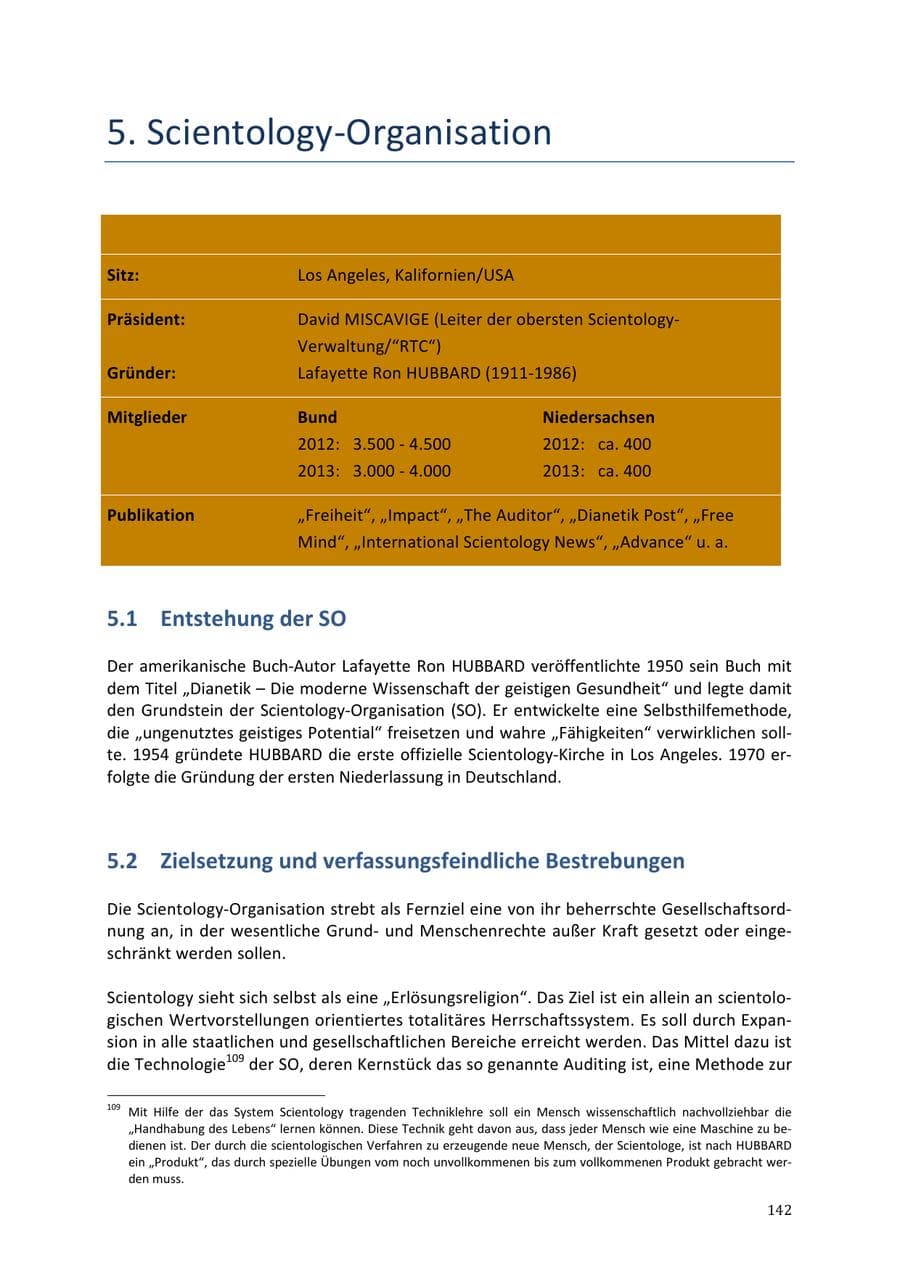 Seite 142 des Verfassungsschutzbericht 2013 Niedersachsen